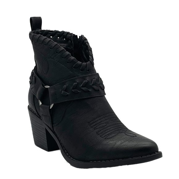 Pierre Dumas Shoes - Pierre Dumas Wilder 4 Black Western Style Cowboy Side Zip Ankle Boots